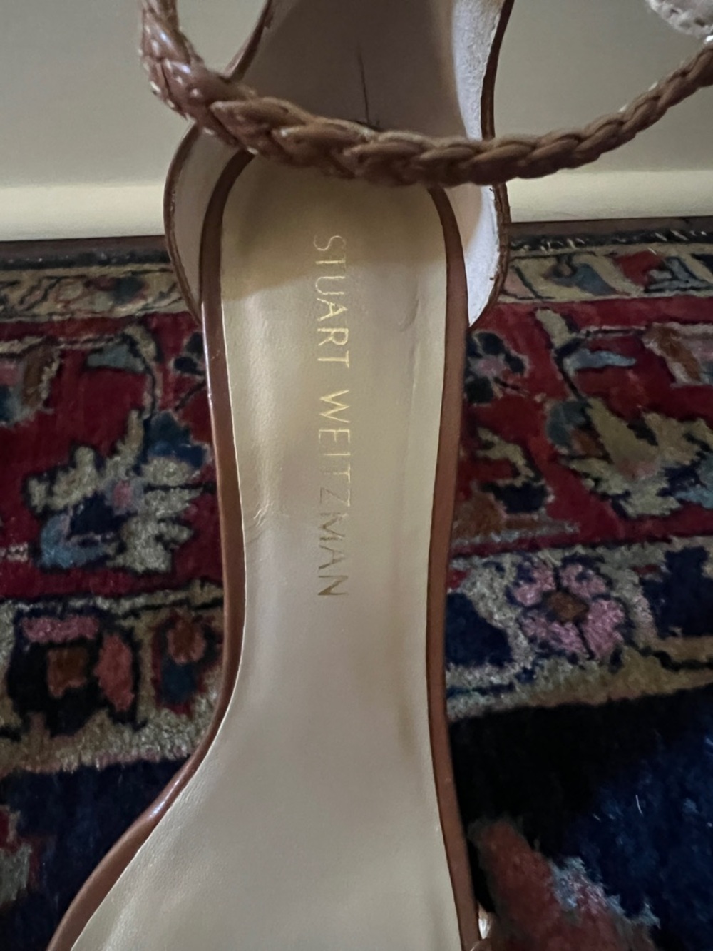 Stuart Weitzman Barebraid Ankle-Strap Heels in Cognac - Picture 2 of 10